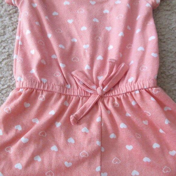 Picapino Romper Girls Size 6-9M Pink Coral White Short Sleeve Heart Keyhole Back - Picture 8 of 8